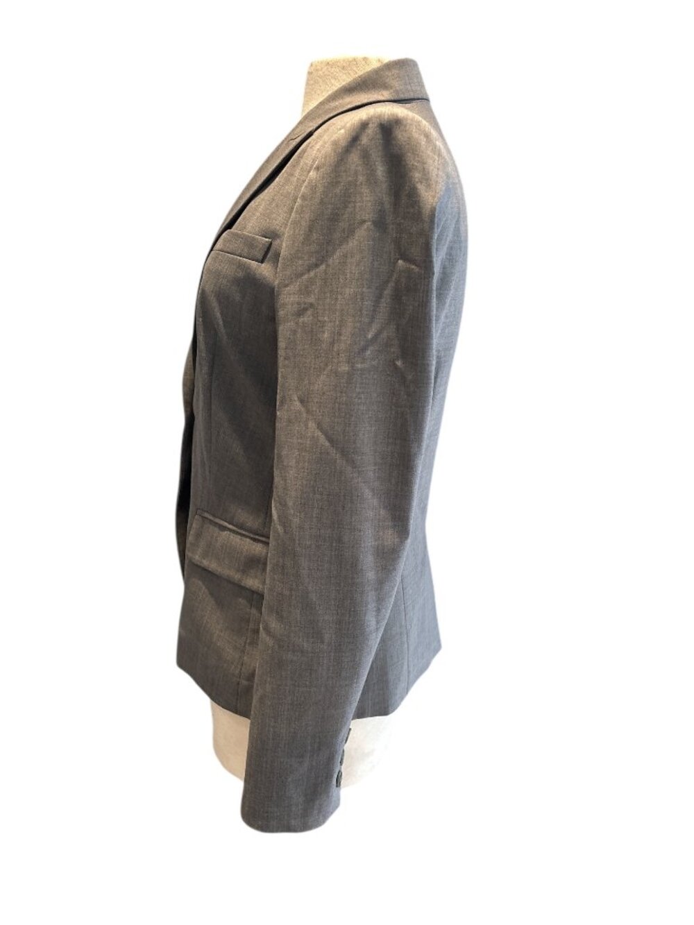 Theory Women’s Gray Wool Stretch Blazer Size 10 — Tailored One-Button Jacket — P - Picture 4 of 11